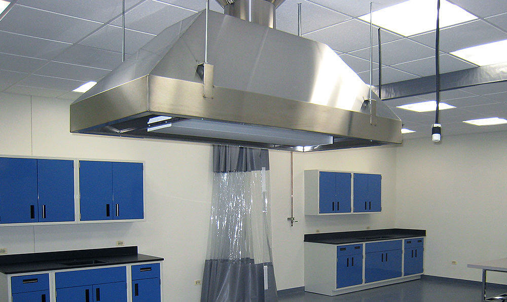 Ceiling-mounted canopy hoods